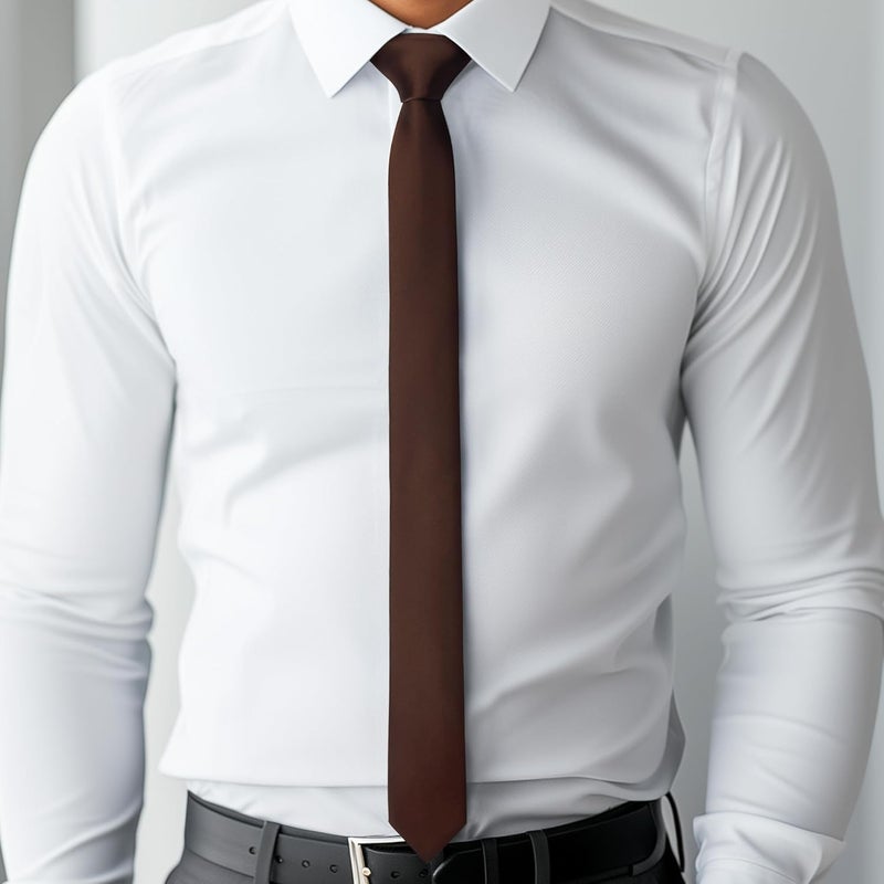 DR ANISON Skinny Tie Men Women 2" (5CM) Slim Necktie Solid Thin Ties Formal - Image 5